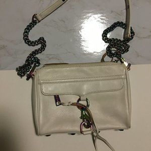 White Rebecca Minkoff Mini Mac with Rainbow Chrome